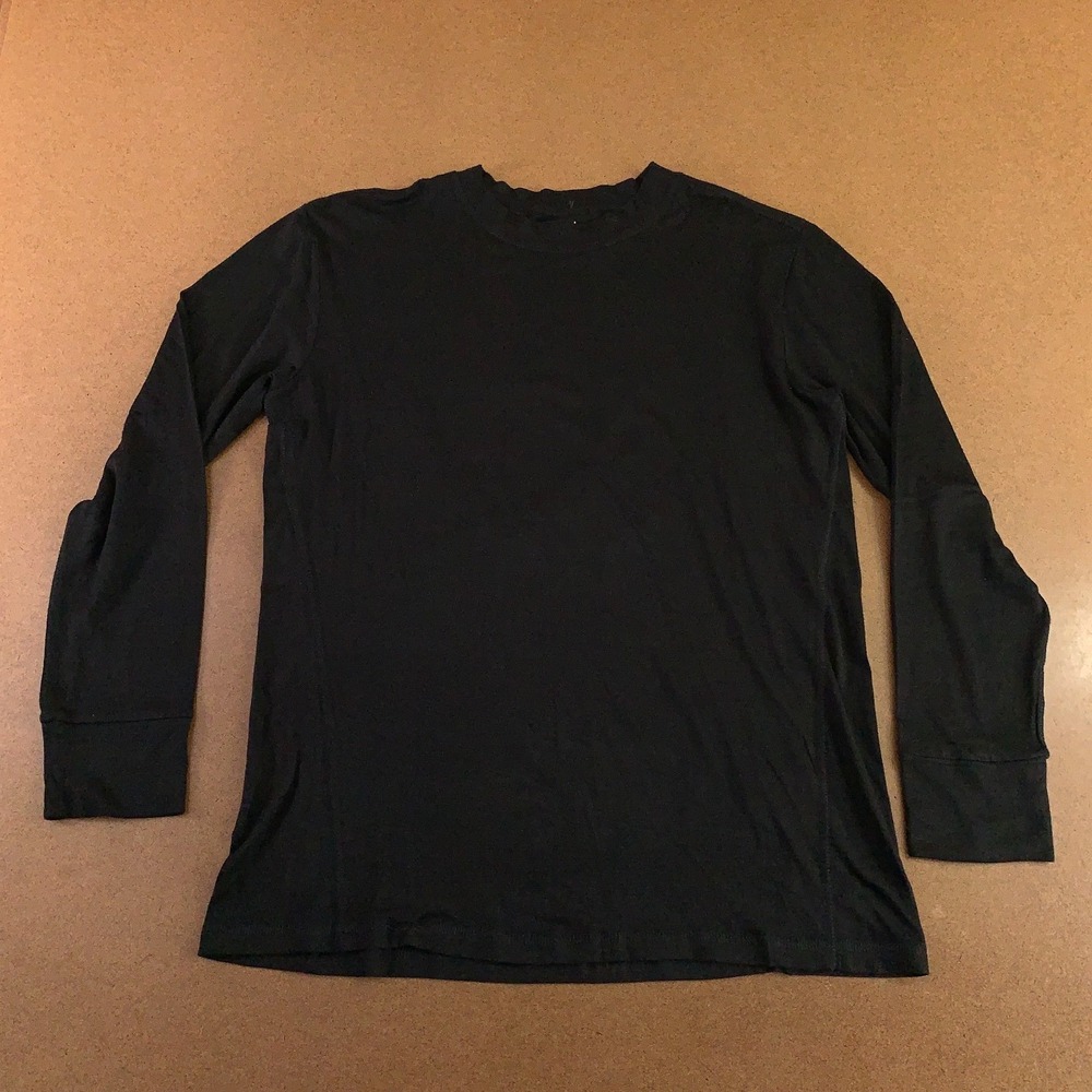 Mandala Womens Size Small Black Long Sleeve Crew Neck Under Scrub Tee New